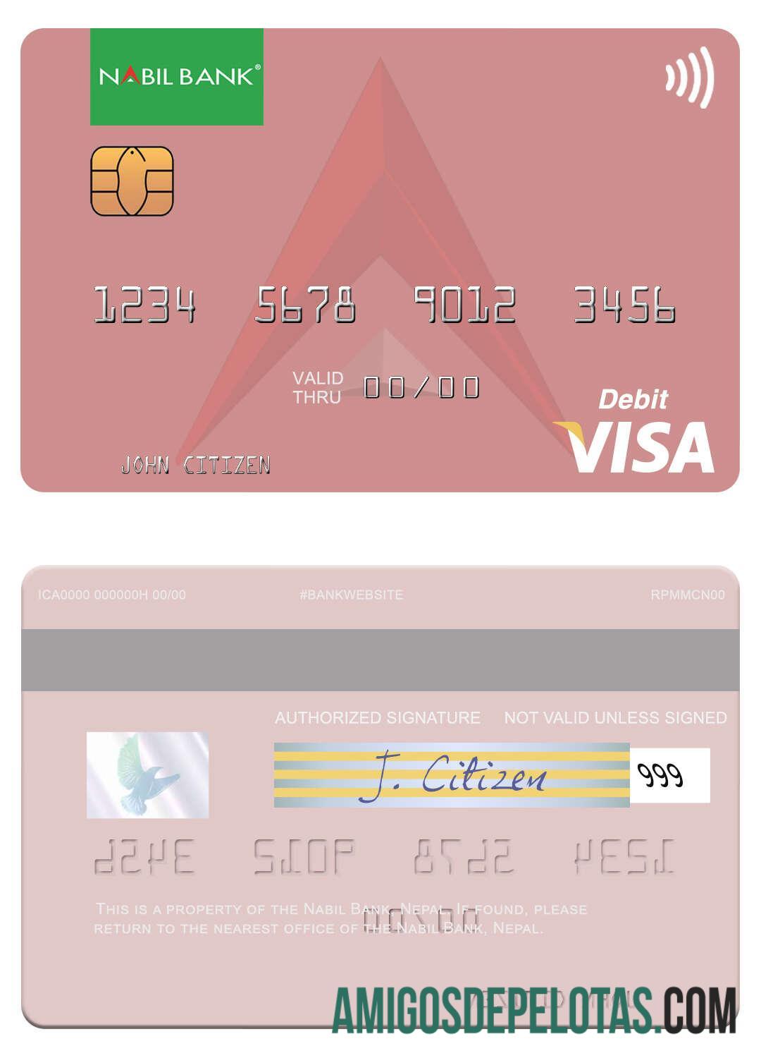 Nepal Nabil Bank Visa Debit Card real example
